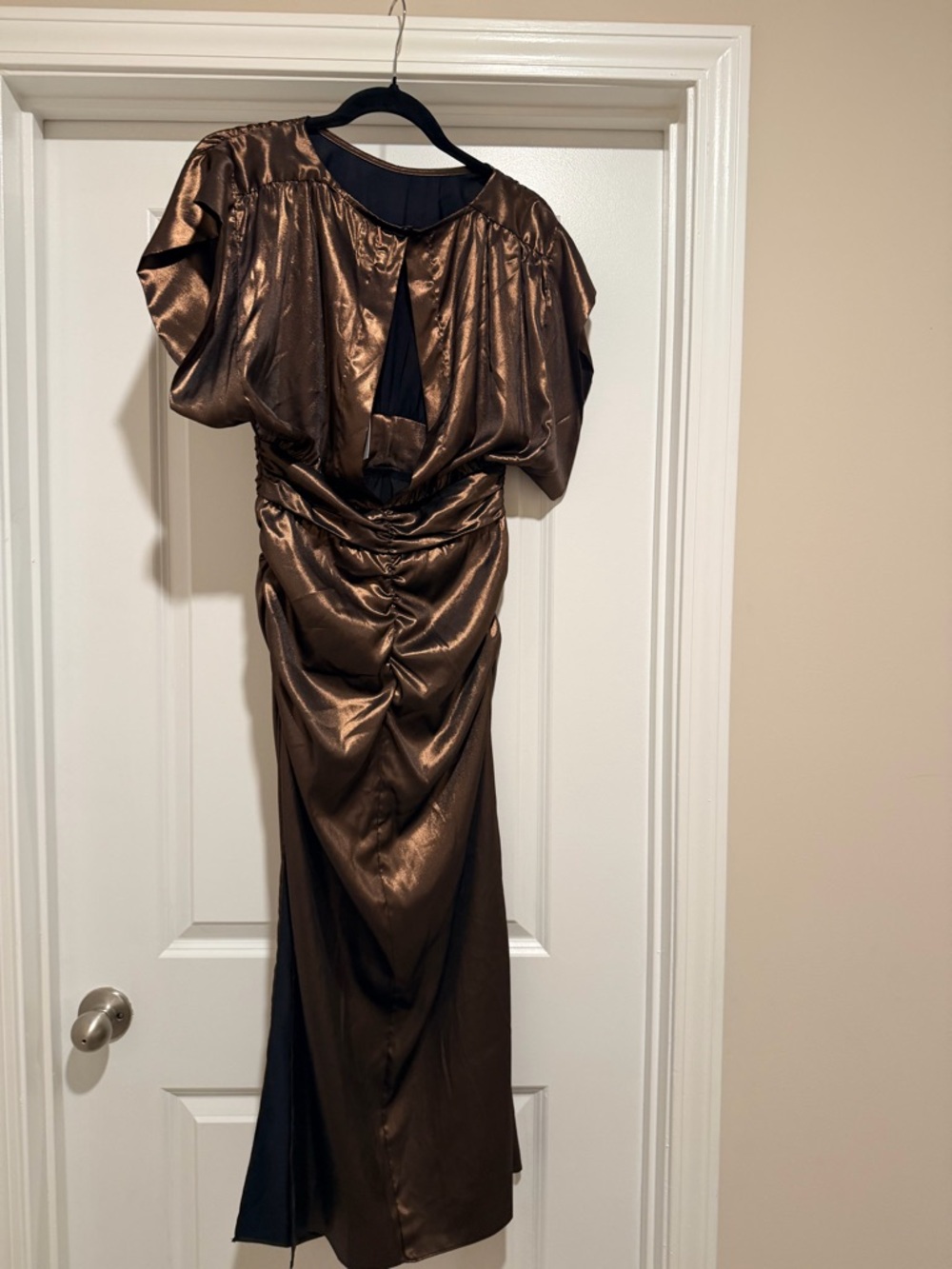 NWT MISA Los Angeles Charlize Midi dress women's size XS Bronze open back - Picture 12 of 12